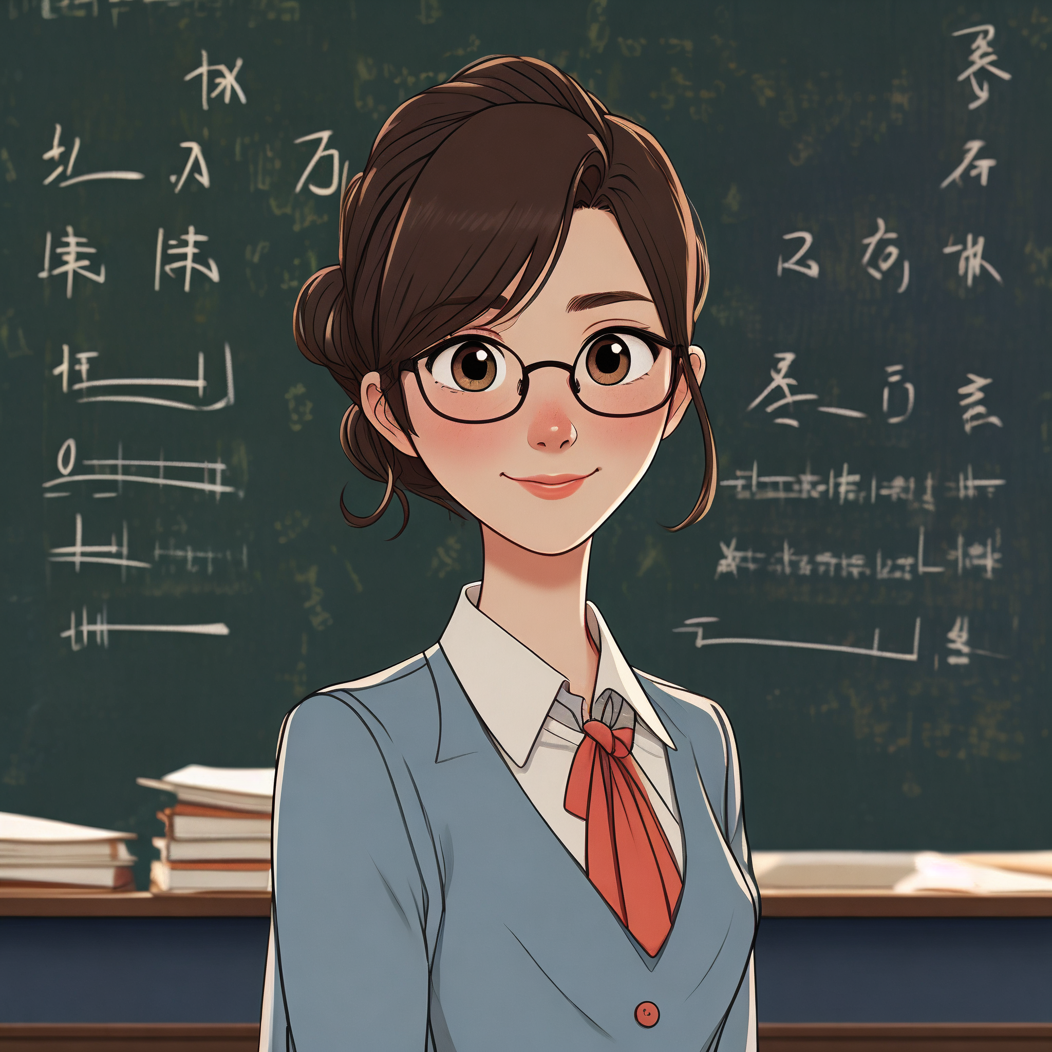 動漫老師女性頭像,自然美景中的心靈之旅